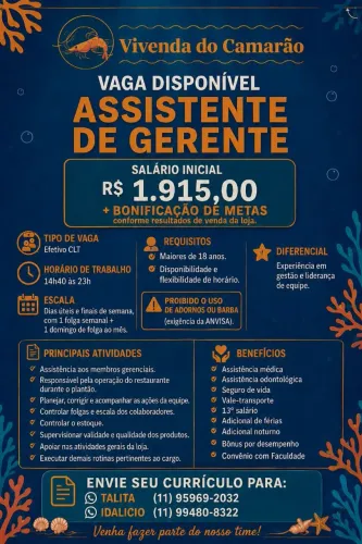 vagas Assistente gerencial