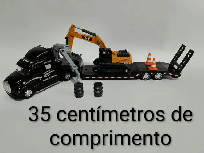 Miniatura Carreta prancha e escavadeira 1:50