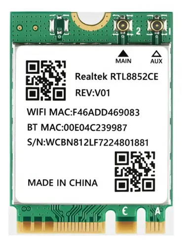 Placa De Rede Realtek 8852ce Wireless Wi-fi 6e