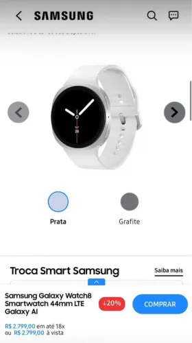 Relógio galaxy 8