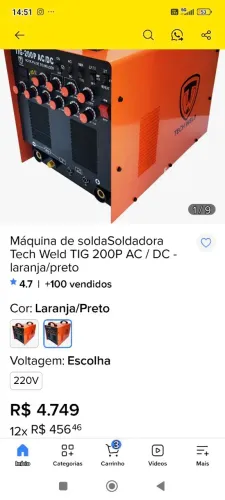 Vendo tig ac/dc 200 amperes marca tecweld máquina top solda alumínio suas ligas seminova
