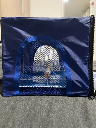 Gaiola para transporte de calopsitas, azul, nova.