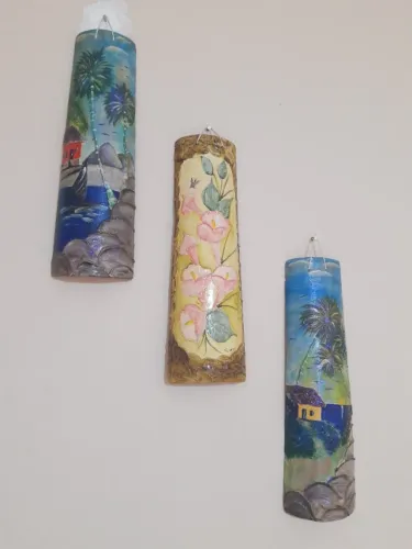 Kit telhas decorativas pintadas a mão veio da Bahia usadas em perfeito estado 