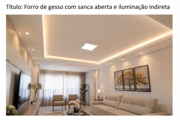forro de gesso com uma sanca aberta e iluminação indireta