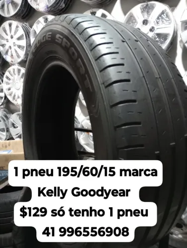 Pneu 195/60/15 marca Kelly Goodyear $129 só tenho 1 pneu roda muito ainda não é remold