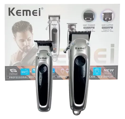 Kit Kemei 2 máquinas, pente de limpeza e óleo