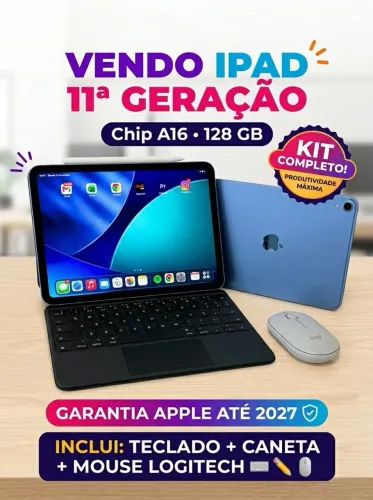 iPad de 11ª Geração na cor azul com 128 GB quase não foi usado