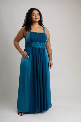 Vestido de festa alta costura Azul Bordado