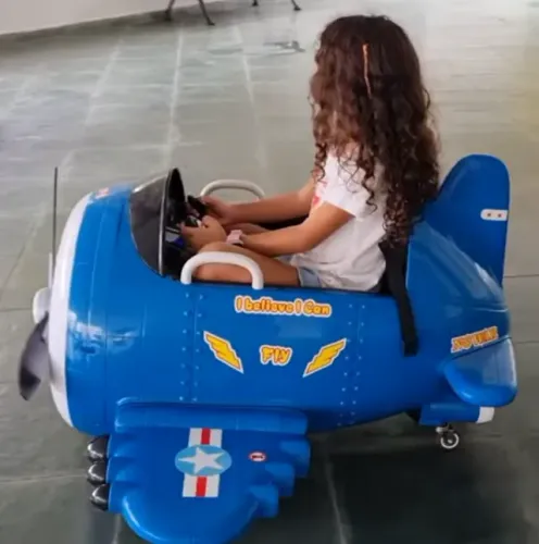 Avião Elétrico Infantil Azul - Brink+