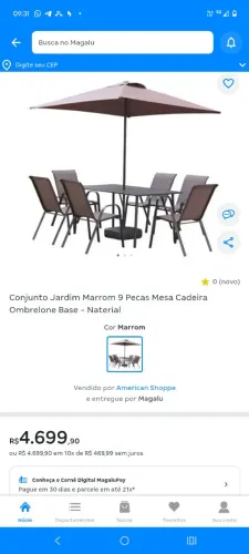Jogo mesa 6 cadeiras ombrelone