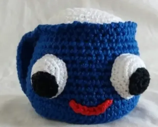 alfineteiro azul amigurumi crochê porta agulhas e alfinetes