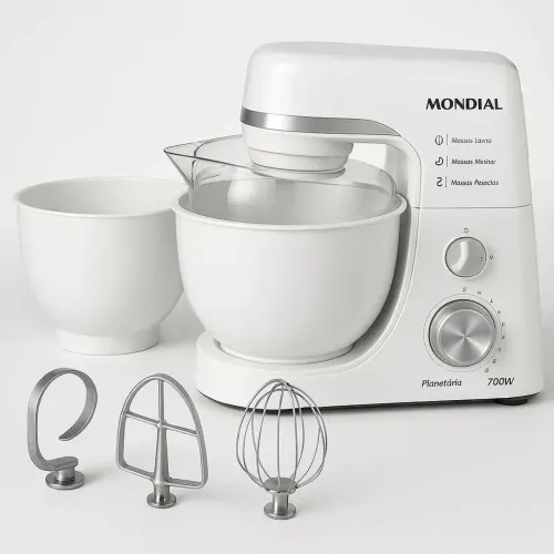 Batedeira Planetária Mondial BP-03W-2B com 12 Velocidades e 700W - Branca - 220V
