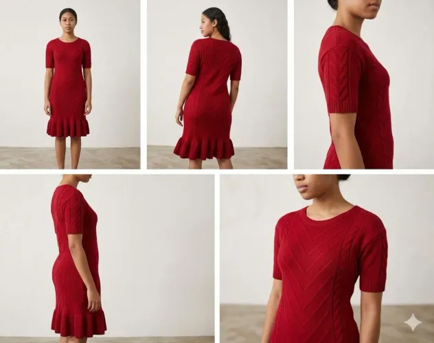 Vestido Tricô Luxo Vermelho Rubi - Usado 1x (Veste até 46)