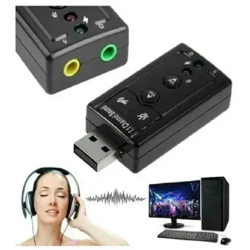 Placa De Som Usb 7.1 Canais Adaptador Áudio Fone De Ouvido