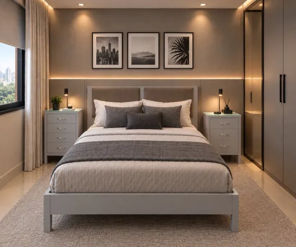 Cama Queen Size - Madeira Maciça Laqueada - Alto Padrão ***Peças do Conjunto Opcionais