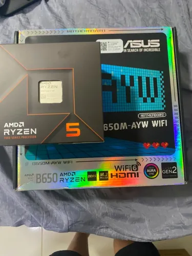 Kit AMD Ryzen 5 7600 + Placa-mãe ASUS B650M-AYW WiFi (AM5 DDR5)