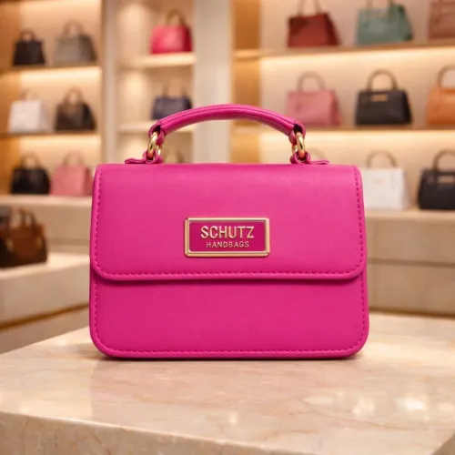 Bolsa Feminina de Mão com Aba Frontal Estilo Schutz com Alça Tiracolo em Couro Sintético