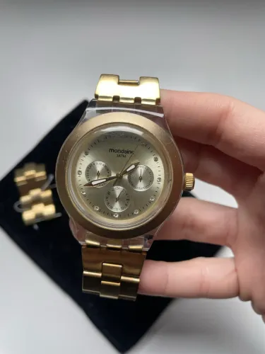 Relógio Mondaine Transparente Dourado