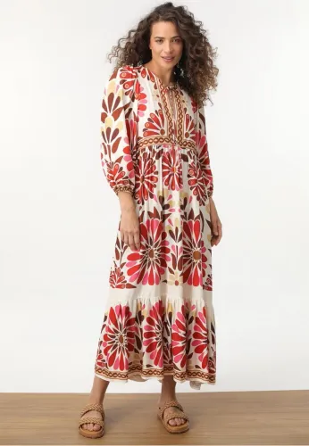 Vestido Farm MIDI Florejo OFF-WHITE