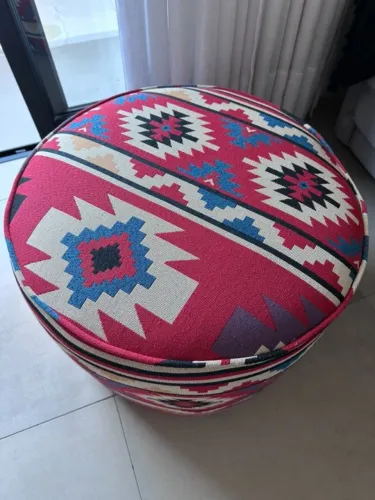 Puff vintage artesanal estampado