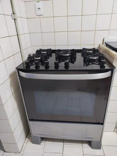 FOGÃO MASTER GRILL PRATA MESA DE VIDRO 5 BOCAS TRIPLA CHAMA GRILL SUGGAR 