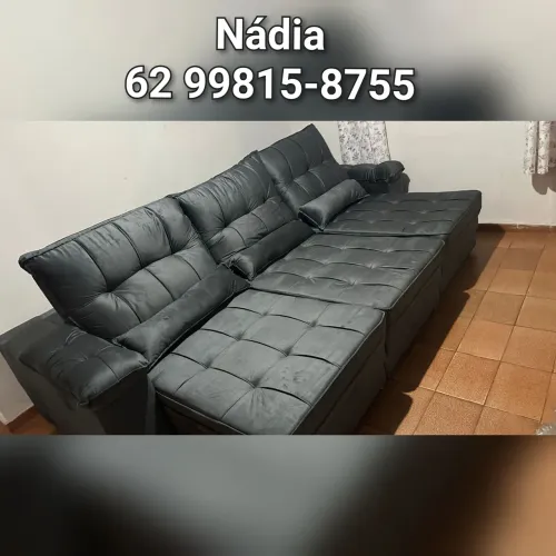 Sofá retrátil e reclinável cinza escuro 2.90 