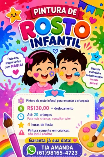 Pintura de rosto para crianças