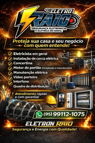 Cerca elétrica, motor de portão, câmeras, concertina 