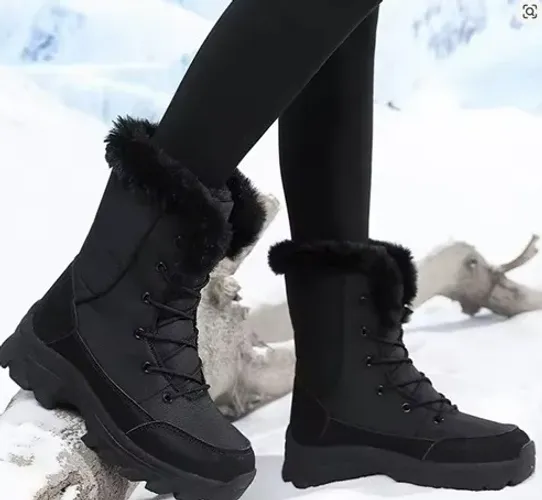 Bota impermeável preta feminina nº 35, para frio e neve.