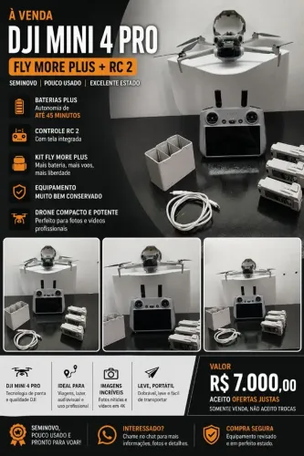 Vende se Drone DJI Mini 4 pro Fly more combo plus