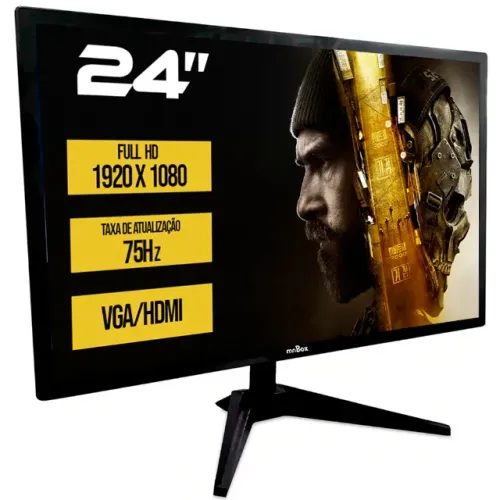 Monitor 24" Gamer LED Widescreen Full HD 1080P 75HZ 5ms HDMI VGA Novo Com Garantia