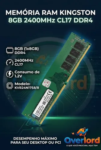 Memória Ram Kingston 1x8GB 2400 MHz CL17 (BEM NOVA)