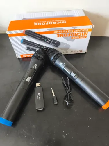 Kit microfone duplo sem fio