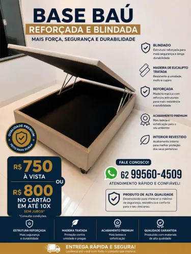Cama Box Baú Casal inteiro feito na madeira de eucalipto tratada