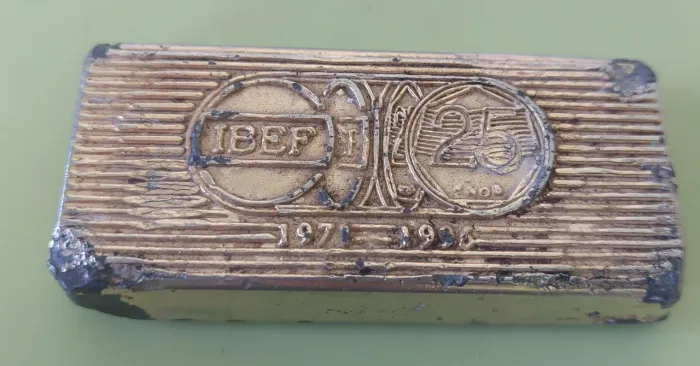 Antiga Placa barra comemorativa chumbo IBEF instituto Brasileiro de executivos de finanças