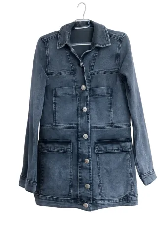 Jaqueta Jeans Feminina Preta - Tamanho P
