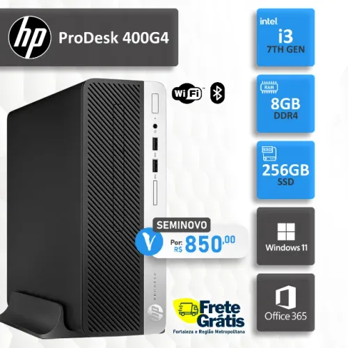 CPU HP - Core i3 7ª GER - SSD 256GB - RAM 8GB - Win 11 - Office 365 - Parcelo 10X