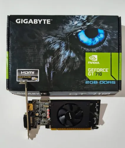 Placa de Vídeo GT710 2GB DDR3 Gigabyte na Caixa