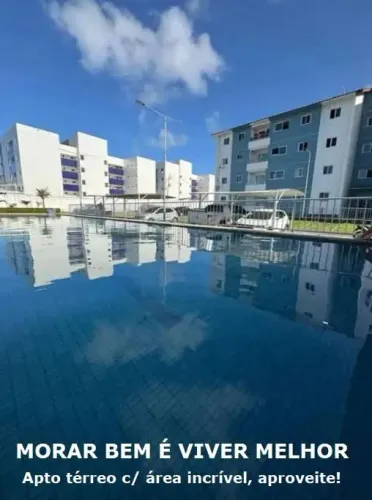 Apto térreo 2qtos em Gramame Novo Geisel com area de lazer piscina e agua individual