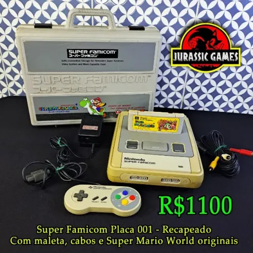 Console Super Famicom Nintendo Placa 001 Na Maleta Original. + Super Mario World e cabos