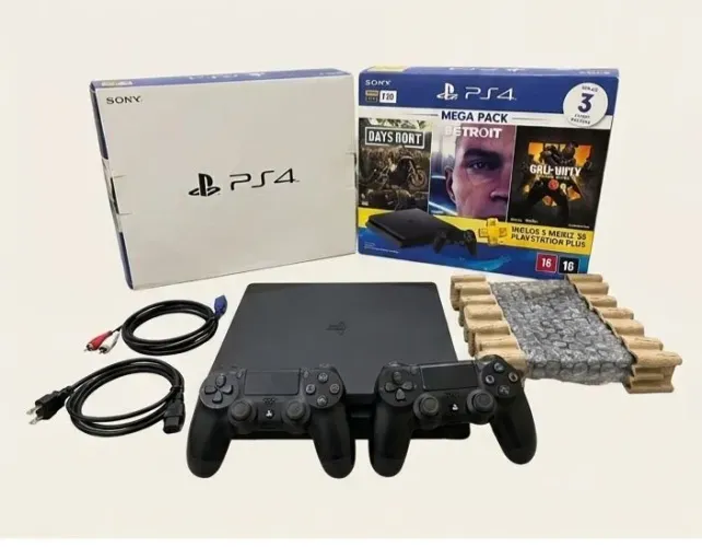 PS4 1TB Desbloqueado V12.00 com Caixa + 2 Controles (Pro + Extra) + Jogos