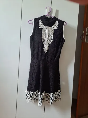 Vestido preto de renda casamento festa