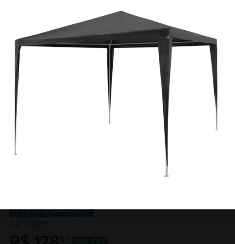 Tenda Gazebo Azul Polietileno 3x3 Metros Desmontável Camping Praia Pésca Usd