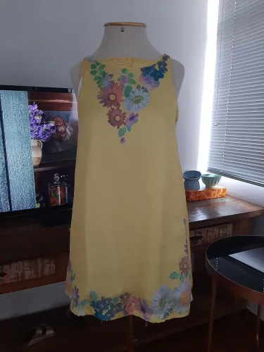 Vestido infantil 10/11 anos da alphabeto amarelo verão praia mala férias festa