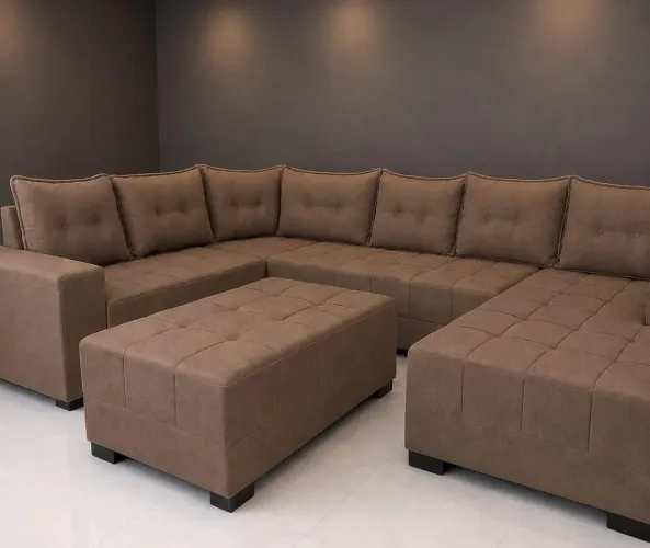Sofá de canto com chaise 7 lugares
