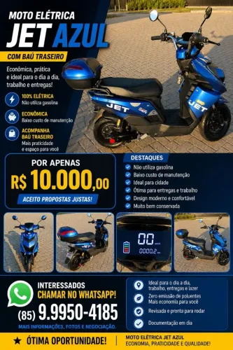 Moto Elétrica Moto Chefe JET 1000W Azul
