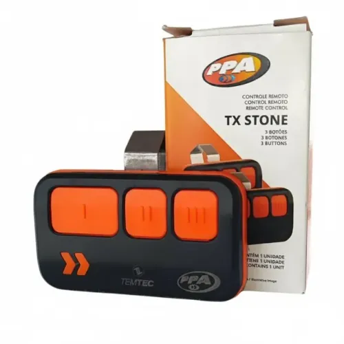 Controle Remoto PPA TX Stone 433,92MHz 3 Botões para Portão Eletrônico Alarme Safe PPA Ori