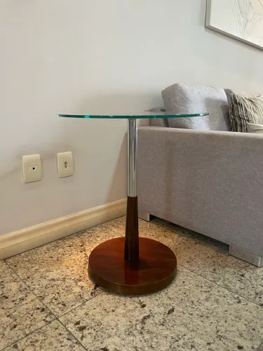 Mesa Lateral - Madeira & Vidro