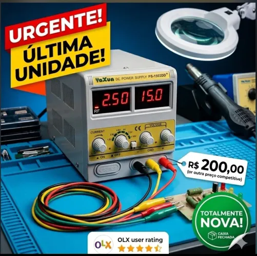 ÚLTIMA UNIDADE! Fonte de bancada YaXun PS-1502DD+ (Nova na caixa)