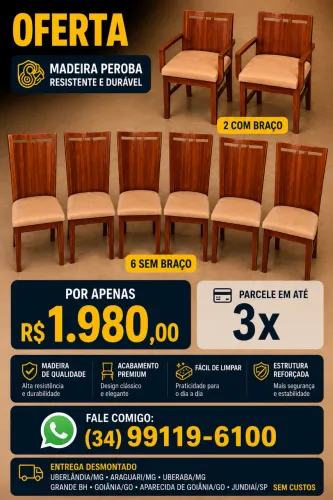 JOGO DE CADEIRAS DE MADEIRA PEROBA